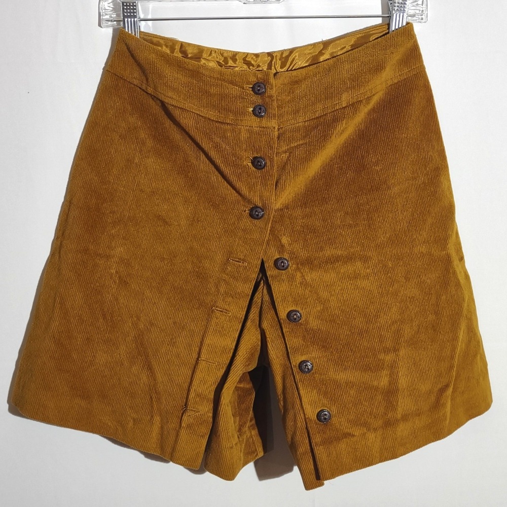 Vintage Russ Corduroy Button Front Shorts/Skorts ILGWU Union Made 70s Style 26"W
